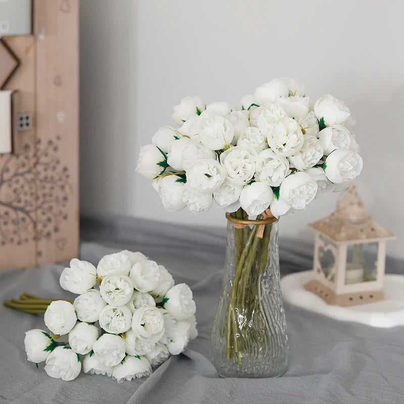 27 heads Roses Crafted Flowers Silk Bouquet for Table Vase Arrange Home Wedding Decoration Roses Silk Flowers