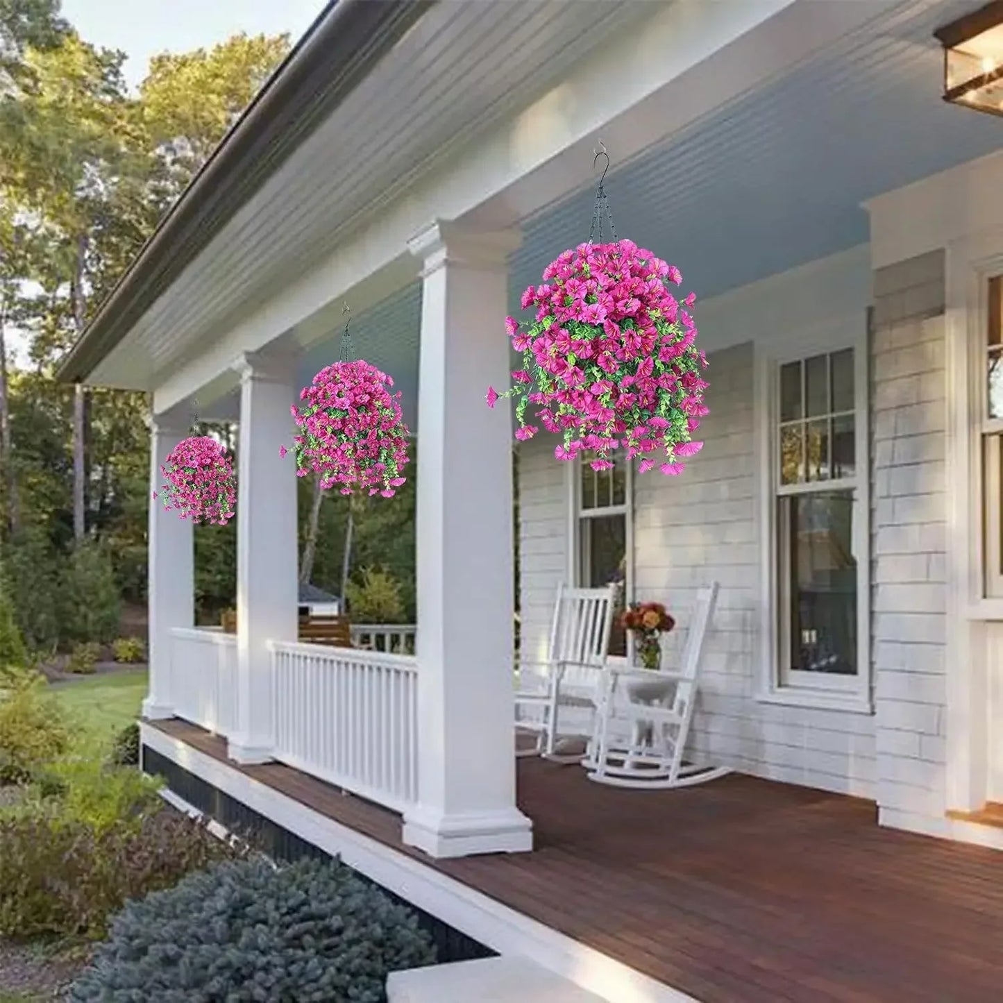 2pcs UV-Resistant Artificial Morning Glory & Eucalyptus Hanging Decor - Perfect for Home, Garden, Weddings | Versatile Outdoor