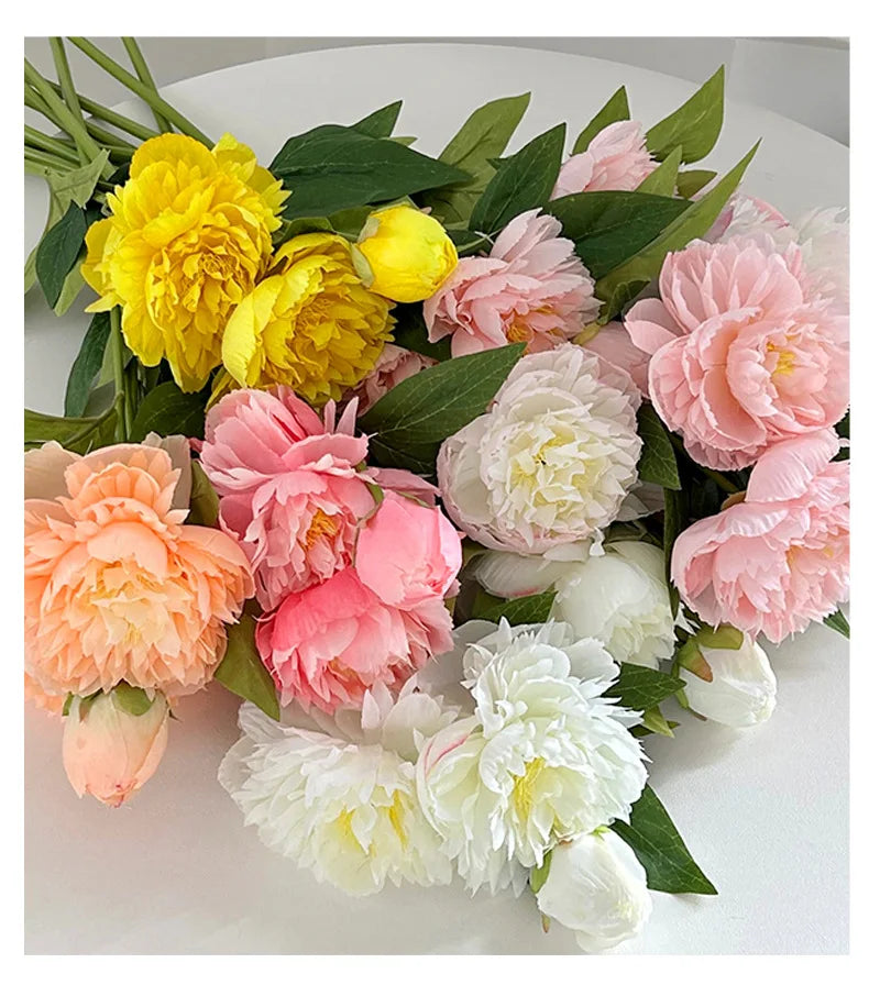 72CM 3-head Paeonia Peony Artificial Flowers Home Decoration Wedding Decoration Photography Props Lotus Silk Flowers
