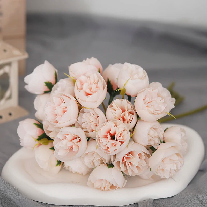 27 heads Roses Crafted Flowers Silk Bouquet for Table Vase Arrange Home Wedding Decoration Roses Silk Flowers