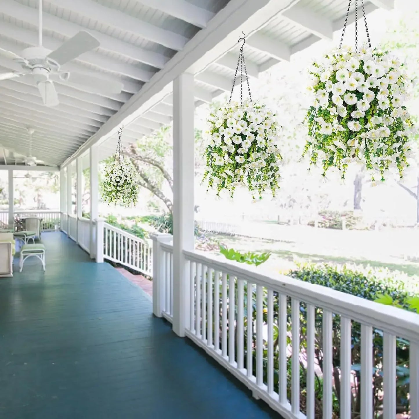 2pcs UV-Resistant Artificial Morning Glory & Eucalyptus Hanging Decor - Perfect for Home, Garden, Weddings | Versatile Outdoor