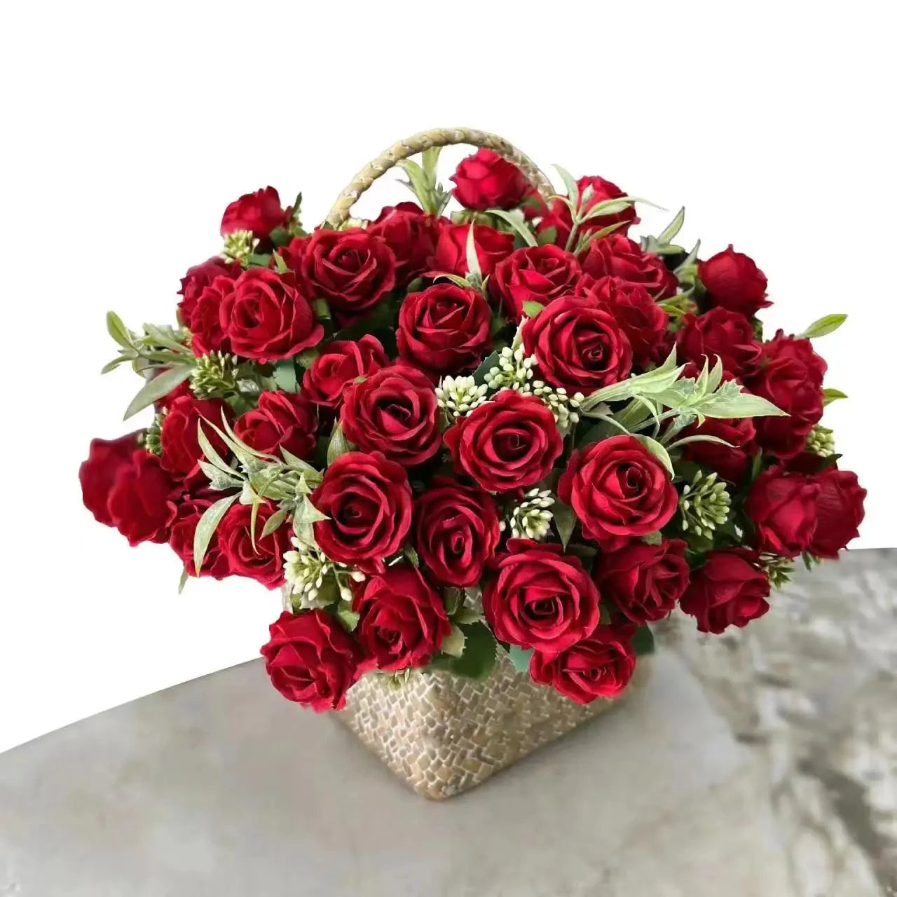 10 Heads Rose Bouquet Lifelike Flowers Western Rose Wedding Decoration 6 Colors