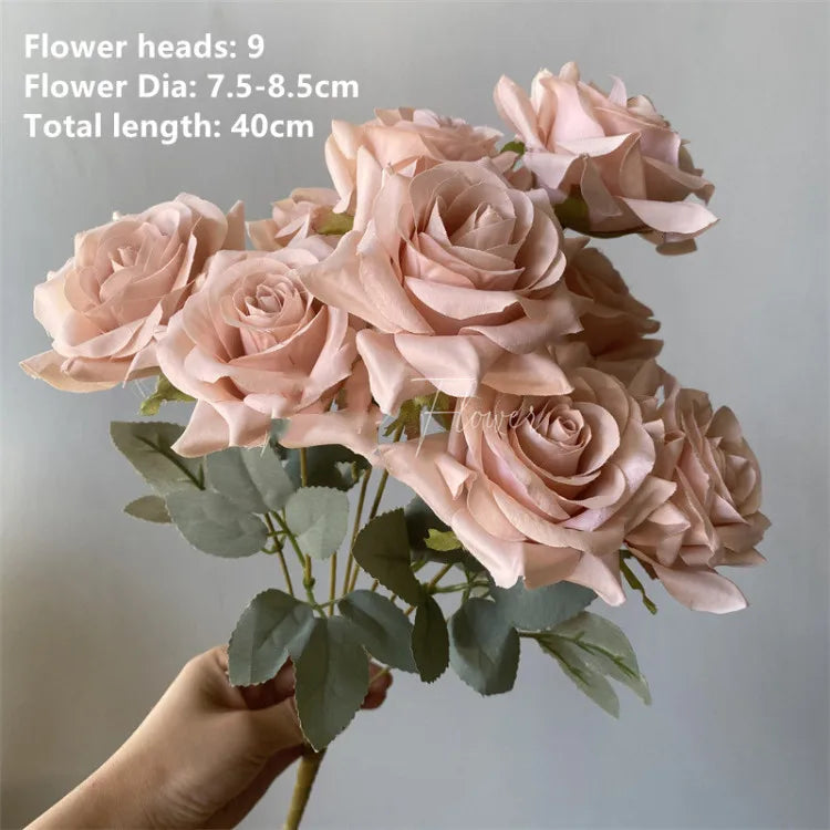 9roses/bunch Aritificial rose small rose living room decoration simulated dry flower dining table flower home decoration