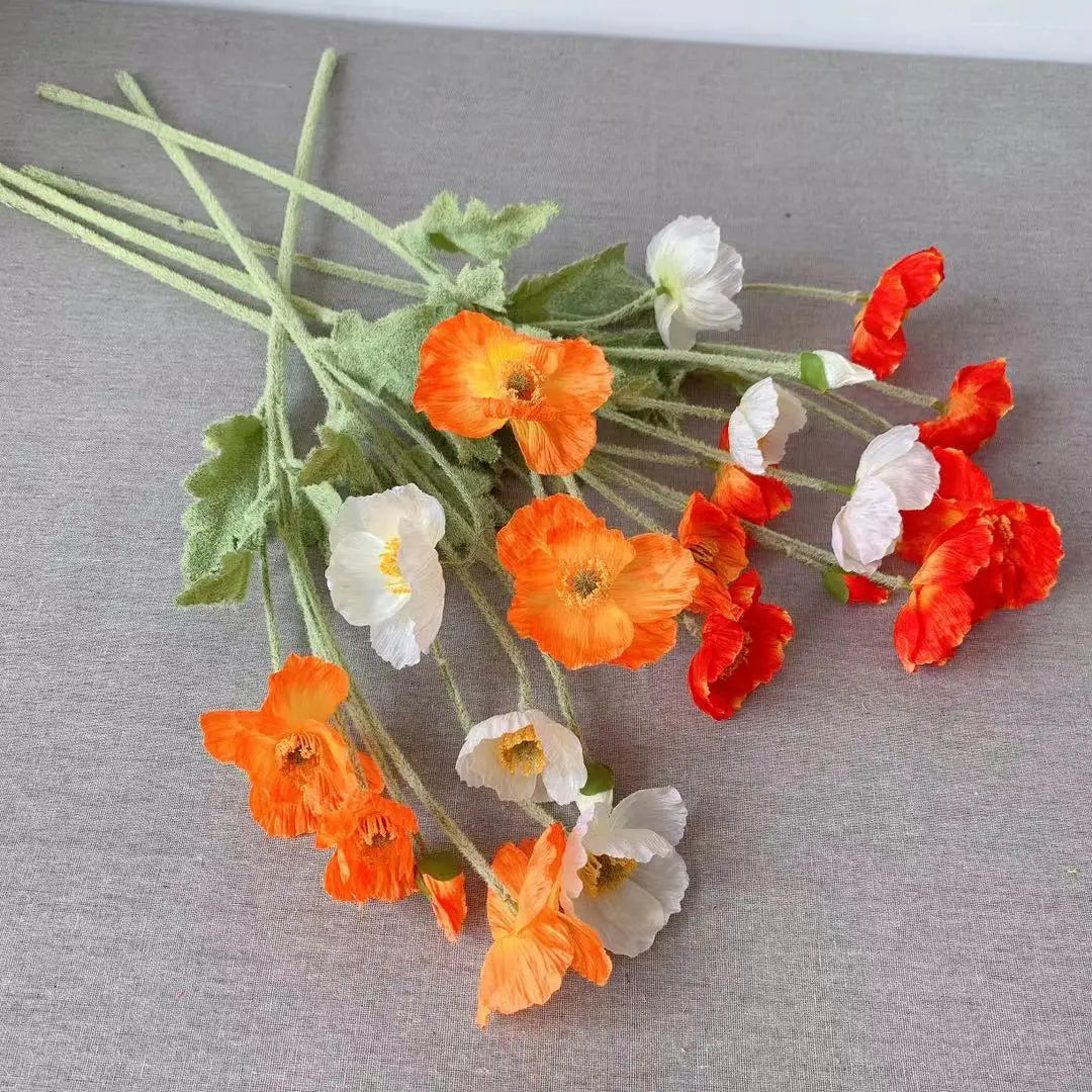 Poppy Flowers Silk Long Stem Housewarming Garden Table Wedding DIY Party Wedding Bridal Bouquet Decor