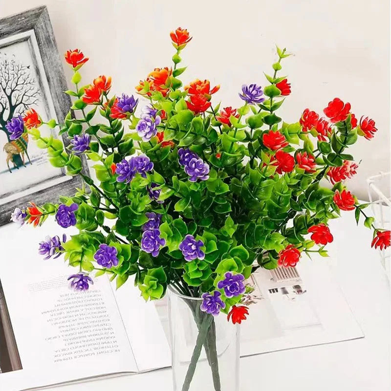 1 Bundle Crafted Flowers Outdoor UV Resistant Shrubs Plants Realistic Home Garden Outdoor Ceremony Wedding Arch Floral Decoration