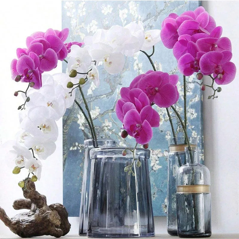 2pcs Lifelike Orchid Artificial Flowers Home Decor for Holidays/Spring/Summer Vibrant Silk Orchid Plants for Indoor Ambiance