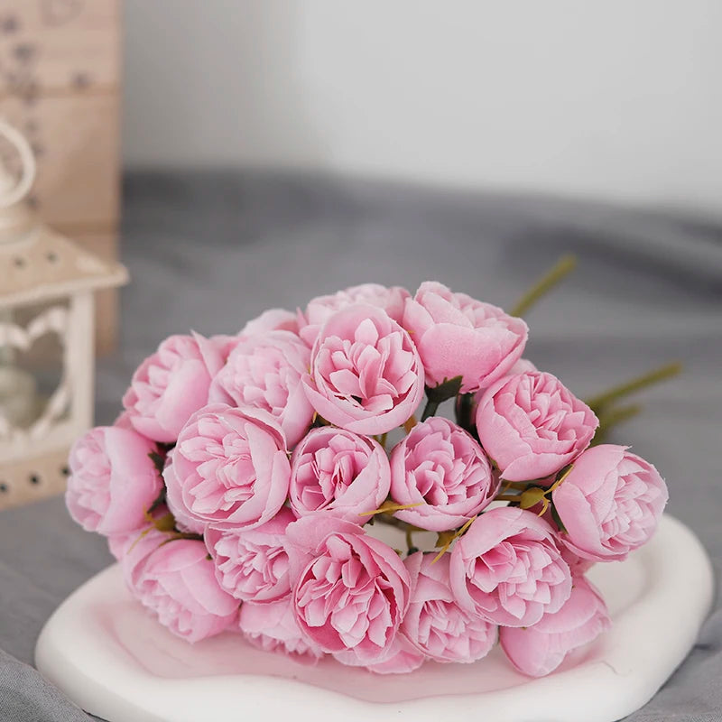 27 heads Roses Crafted Flowers Silk Bouquet for Table Vase Arrange Home Wedding Decoration Roses Silk Flowers