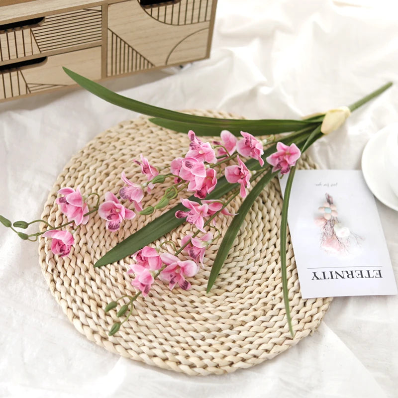 Artificial Orchids High Quality Touch Real Flower Bouquet Home Garden Decoration Fake Plants Wedding Decor Valentine's Day Gift