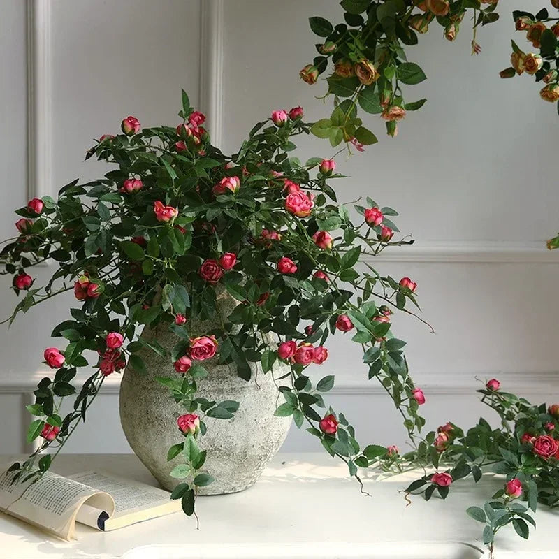 Rose flowers Crafted Hanging Plants Ivy Vine Leaves Greeny Chain Wall Home Room Garden Wedding Garland Outside Decoration
