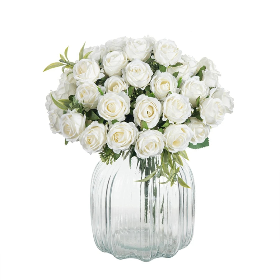 Silk Flowers Ten Head Rose Bundle Scrapbook Valentine Wedding Outdoor Garden Party Family Room Vase Decoration