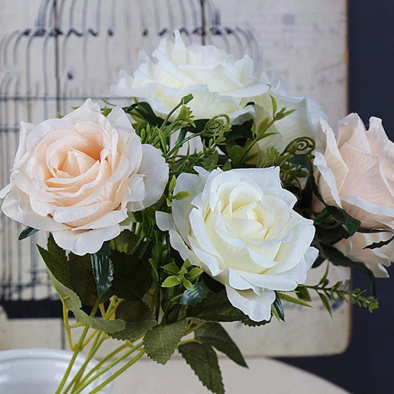 High-quality Silk Rose Artificial Flowers for Home Decor, Wedding Decoration, Big and Realistic.