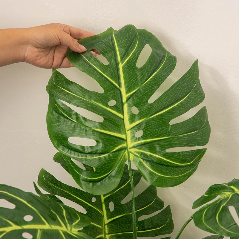 67-85cm Large Artificial Palm Tree Hand Crafted Plant Branch Tropical Banana Leaves Green Fabrical Monstera Leafs For Home Garden Decor