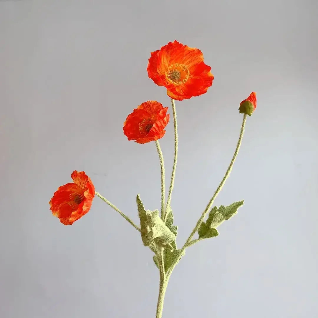Poppy Flowers Silk Long Stem Housewarming Garden Table Wedding DIY Party Wedding Bridal Bouquet Decor