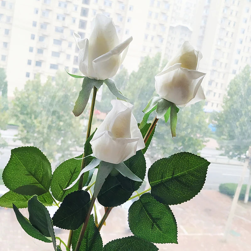 Latex Real Touch Rose Flowers, Kitchen, Birthday Party Decor, Home Decorations Branch, 12 PCs/Lot