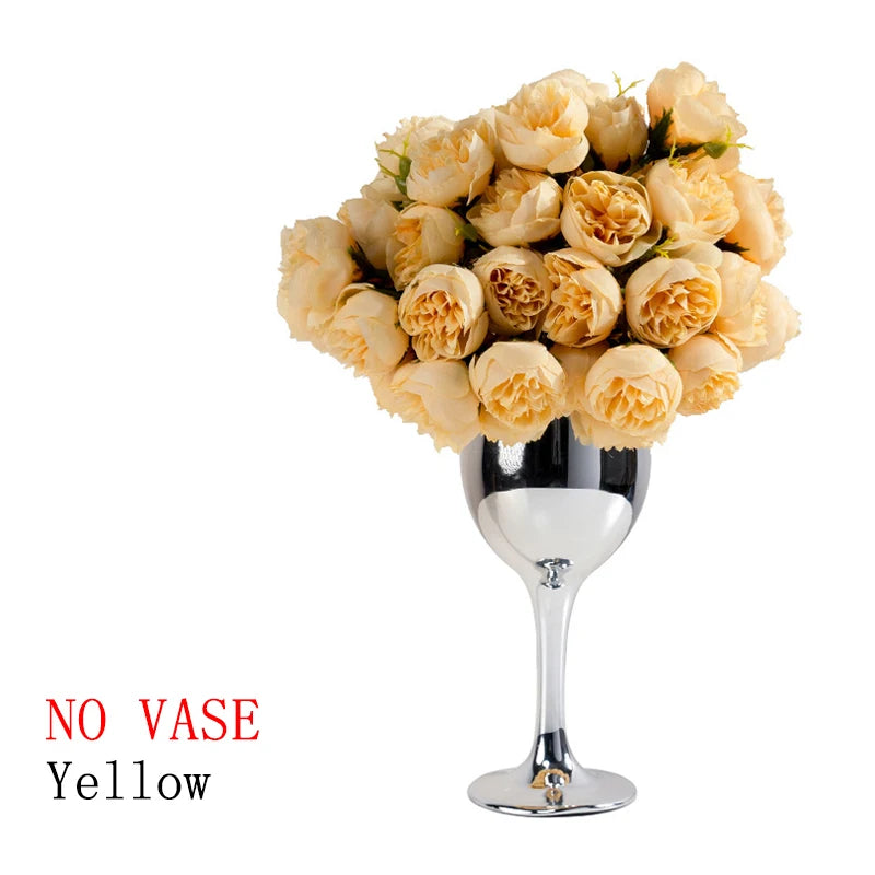 27Heads Peony Artificial Flowers for Home Vase DIY Decor Bride Rose Bouquet Wedding Party Centerpieces Decoration