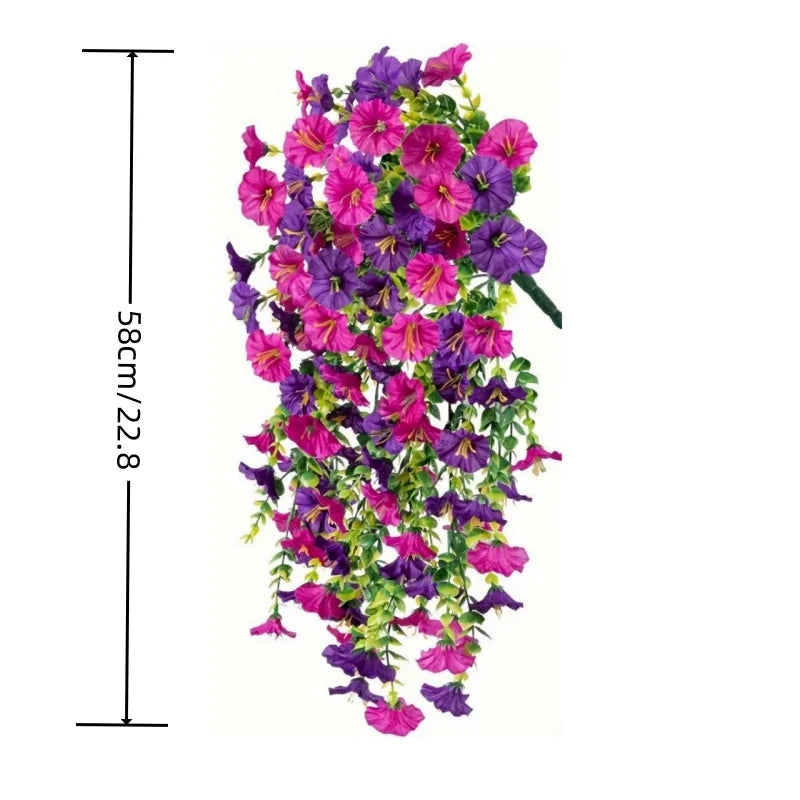 2pcs UV-Resistant Artificial Morning Glory & Eucalyptus Hanging Decor - Perfect for Home, Garden, Weddings | Versatile Outdoor