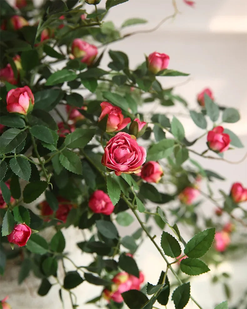 Rose flowers Crafted Hanging Plants Ivy Vine Leaves Greeny Chain Wall Home Room Garden Wedding Garland Outside Decoration