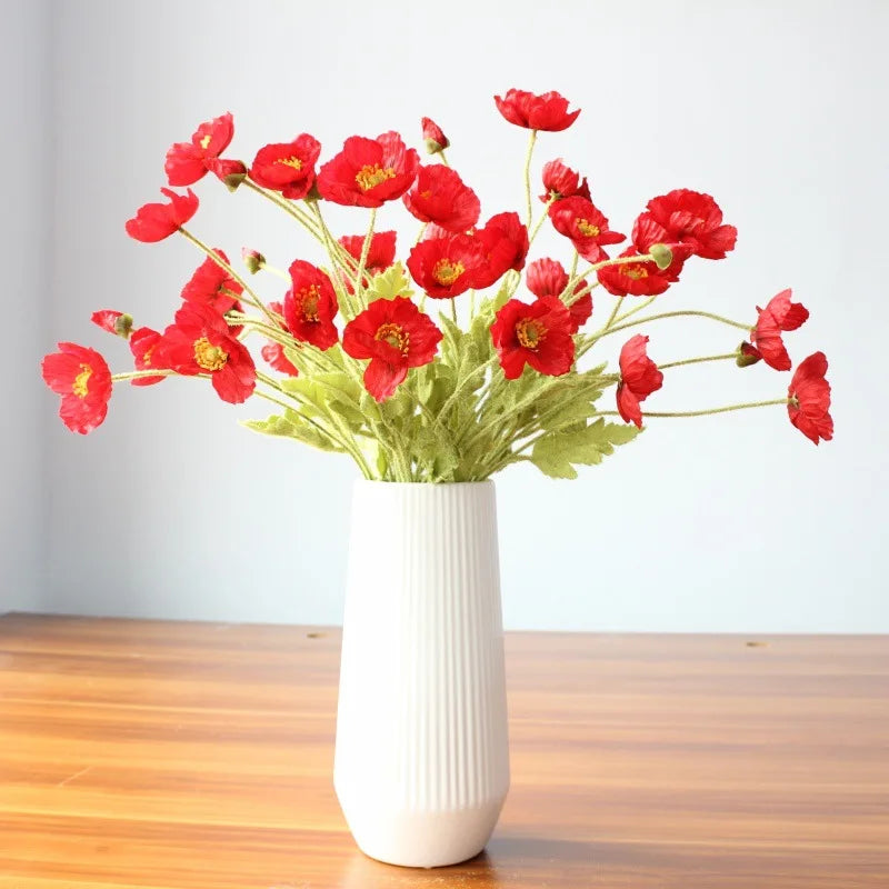 Poppy Flowers Silk Long Stem Housewarming Garden Table Wedding DIY Party Wedding Bridal Bouquet Decor