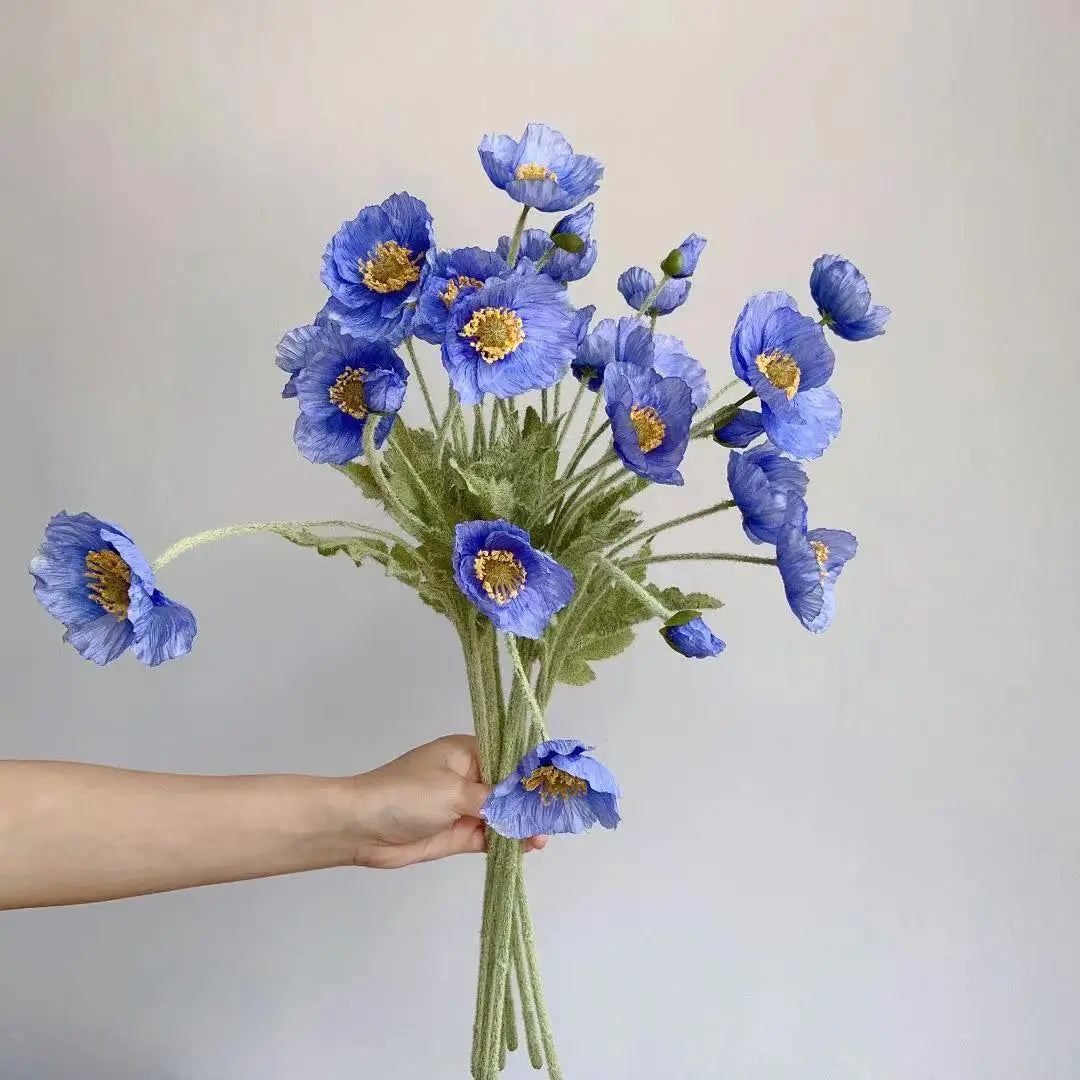 Poppy Flowers Silk Long Stem Housewarming Garden Table Wedding DIY Party Wedding Bridal Bouquet Decor