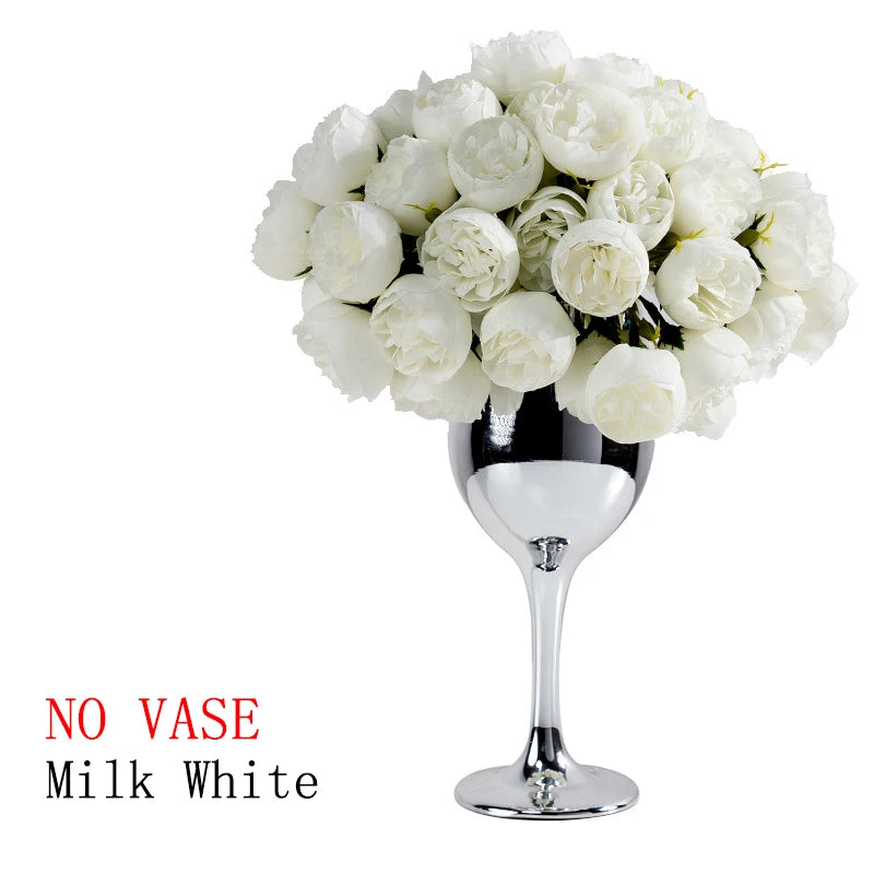 27Heads Peony Artificial Flowers for Home Vase DIY Decor Bride Rose Bouquet Wedding Party Centerpieces Decoration