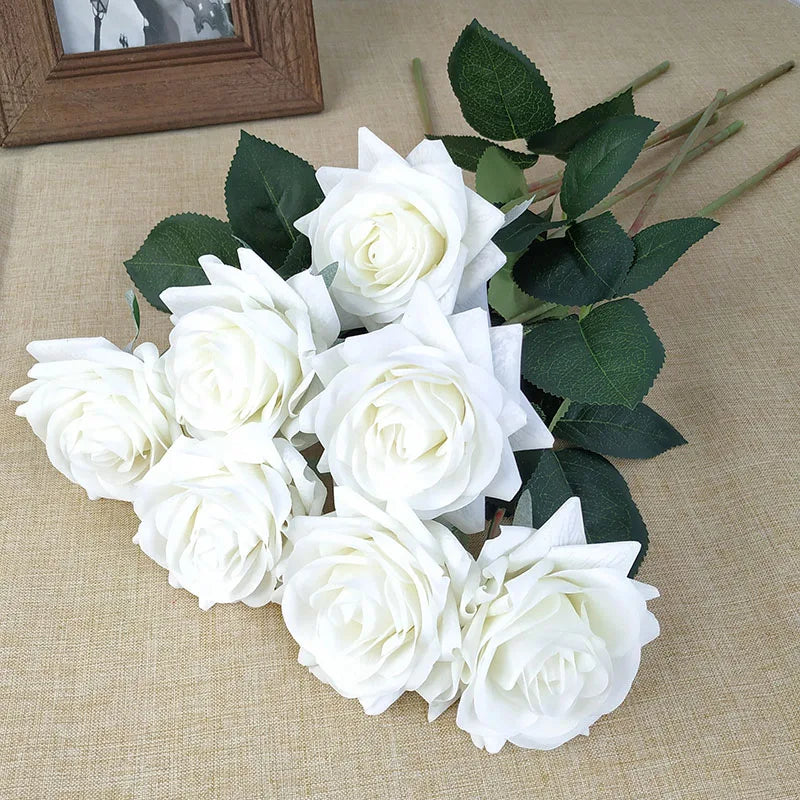 Latex Real Touch Rose Flowers, Kitchen, Birthday Party Decor, Home Decorations Branch, 12 PCs/Lot