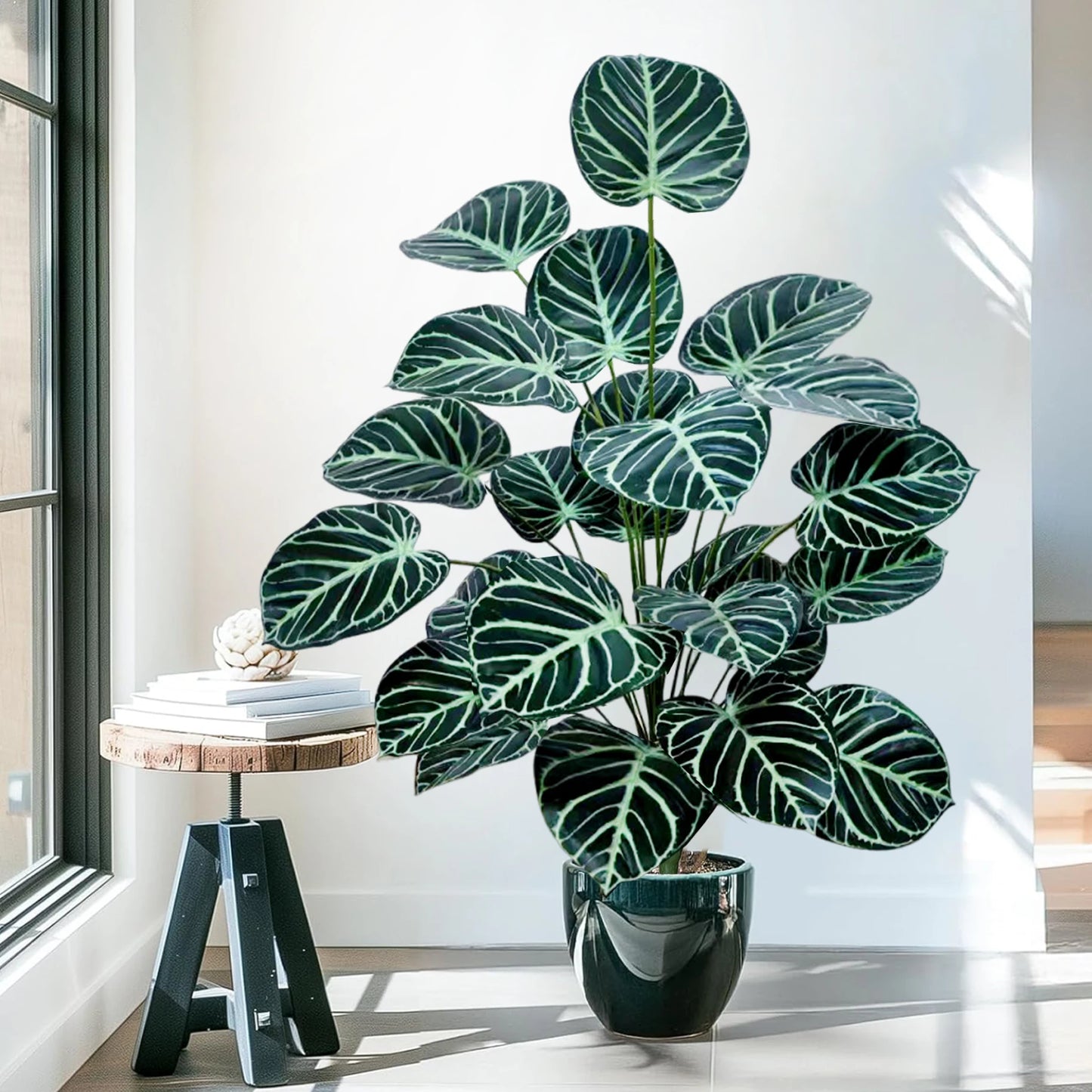 60-105cm /41.3in Artificial plant apple leaf fiddle leaf plastic leaf potted ornamental suitable for home decoration office
