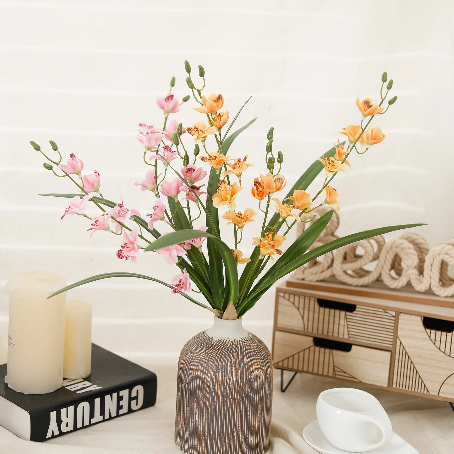 Vanilla Orchid Flower Artificial Flowers Freesia For Home Decoration Wedding Valentine's Day Arrangement Garden Party Vase Decor