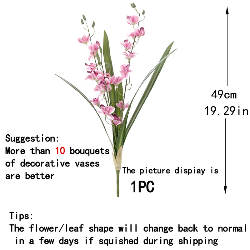 Artificial Orchids High Quality Touch Real Flower Bouquet Home Garden Decoration Fake Plants Wedding Decor Valentine's Day Gift