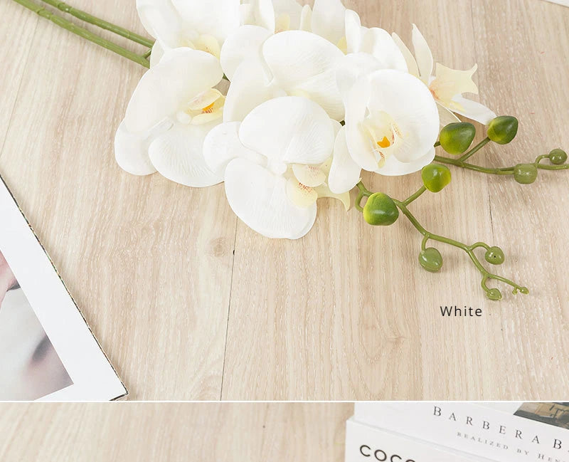 90CM 9-head Artificial Butterfly Orchid Artificial Flower with Adhesive Tape Orchid Home Decoration Living Room Placement