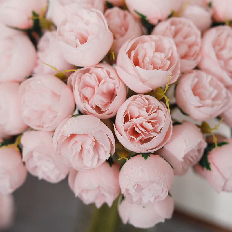 27 heads Roses Crafted Flowers Silk Bouquet for Table Vase Arrange Home Wedding Decoration Roses Silk Flowers