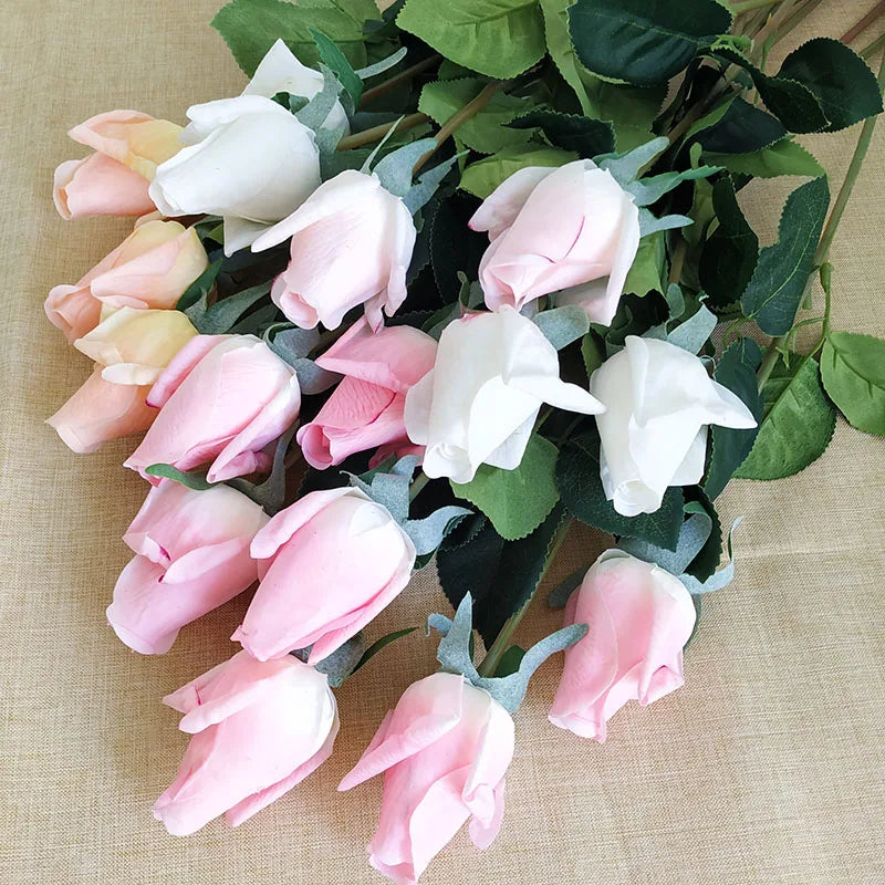 Latex Real Touch Rose Flowers, Kitchen, Birthday Party Decor, Home Decorations Branch, 12 PCs/Lot
