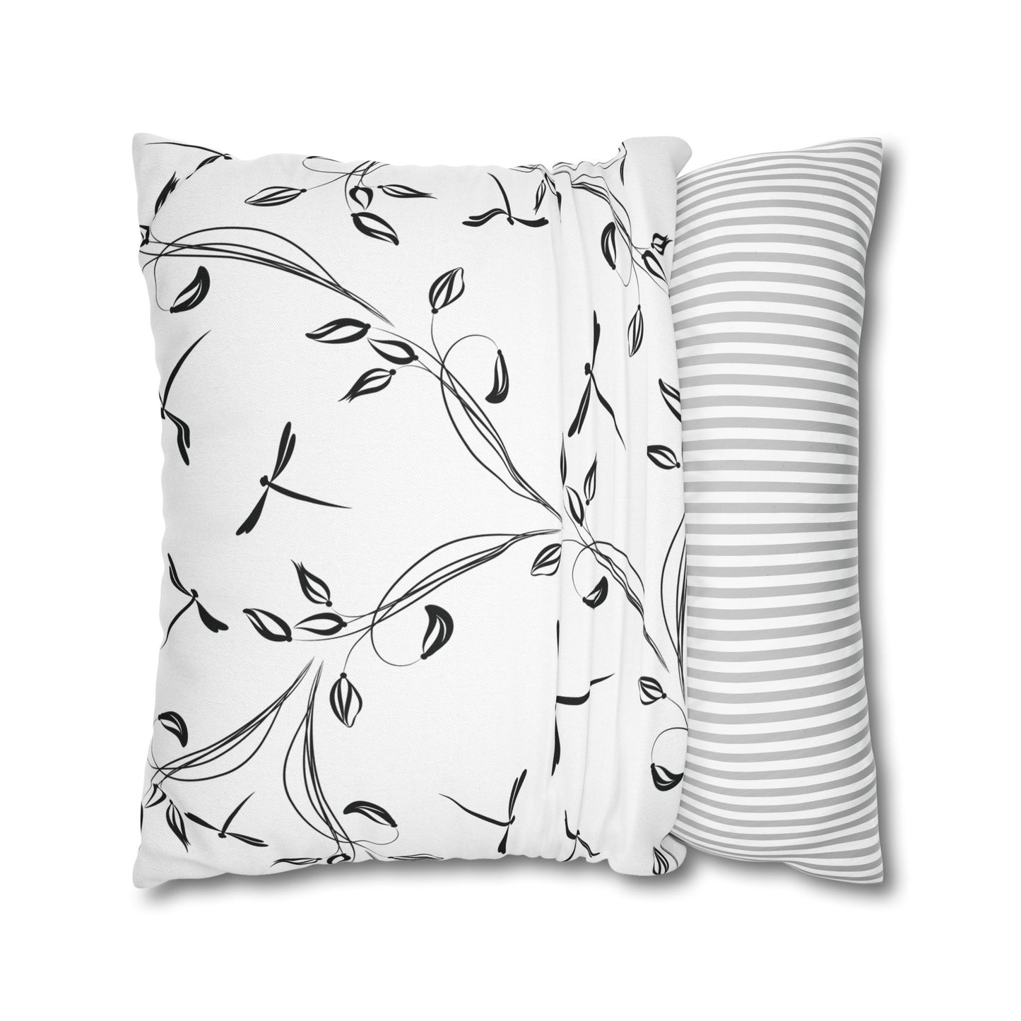 Charming Black and White Loving Heart Dragonfly Pillowcase - Cozy Home Decor, Modern Accent, Gift for Nature Lovers, Spring Vibes, Mother's Day