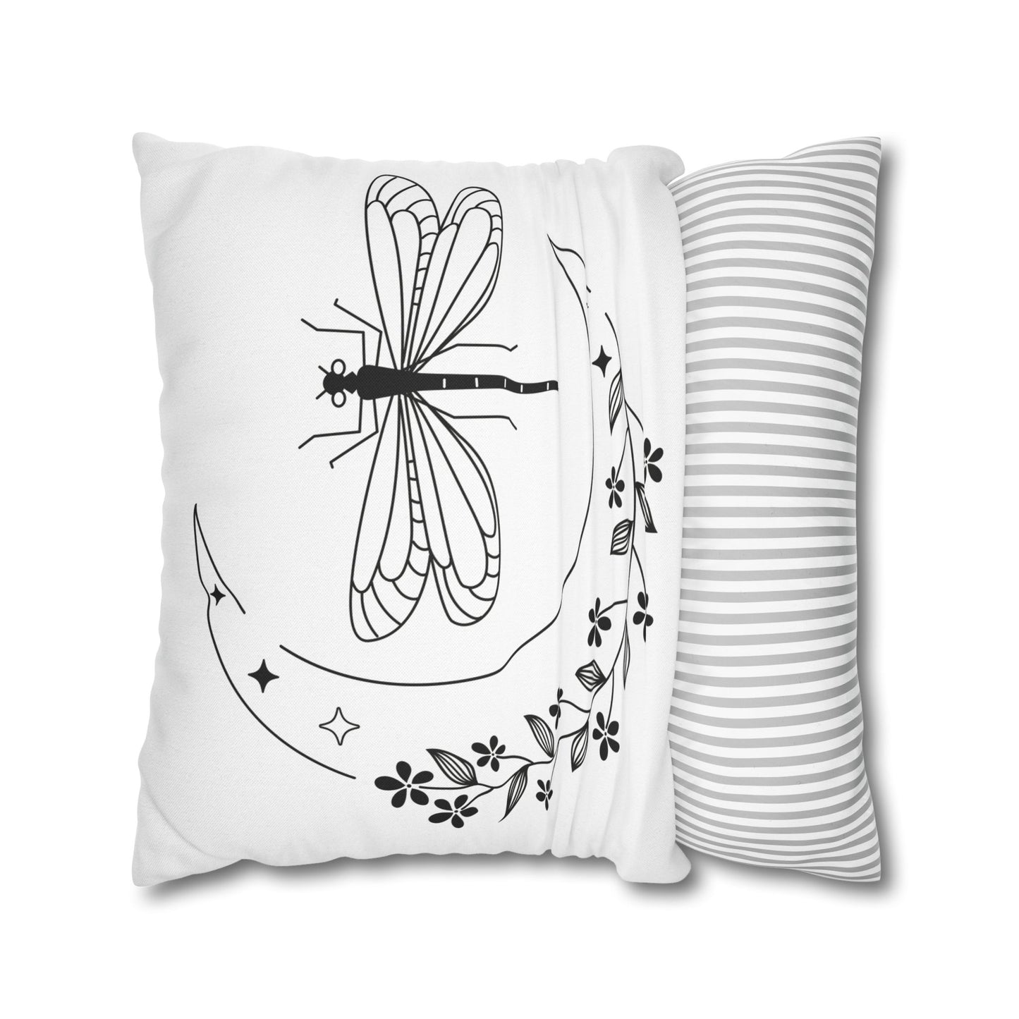 Moonlit Dragonfly Pillowcase - Boho Home Decor, Throw Pillow Cover, Gift for Nature Lovers, Cozy Bedroom Accent, Unique Home Accessories