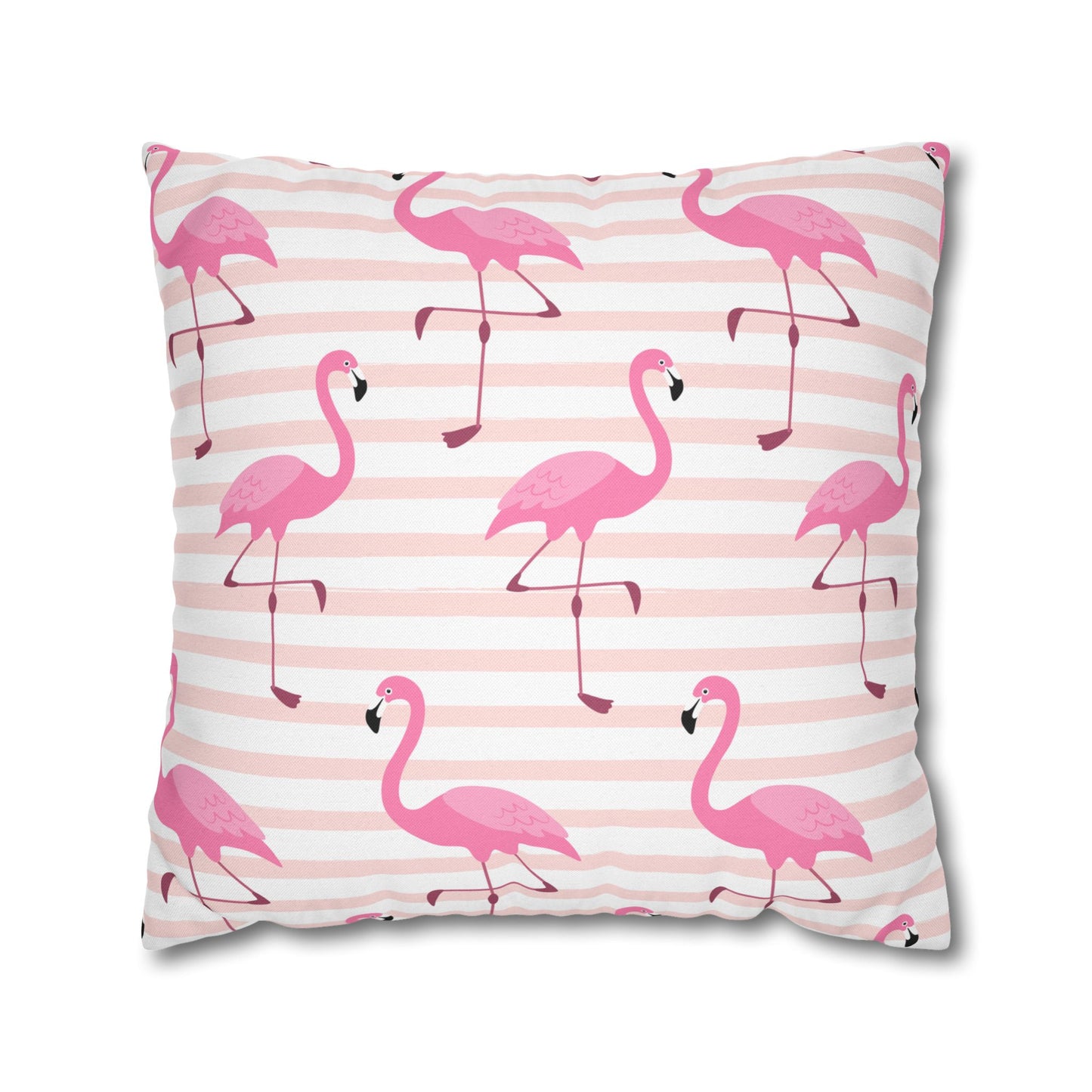 Pink Flamingo Pattern Pillowcase - Vibrant Spun Polyester Square Cushion for Summer Decor
