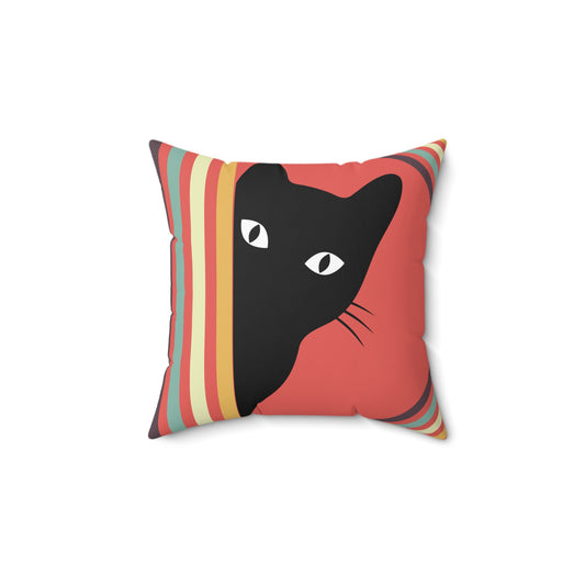 Watching You Cozy Cat-Themed Square Pillow, Cute Cat Decor, Home Accent, Pet Lover Gift, Cat Lover Gift, Colorful Throw Pillow