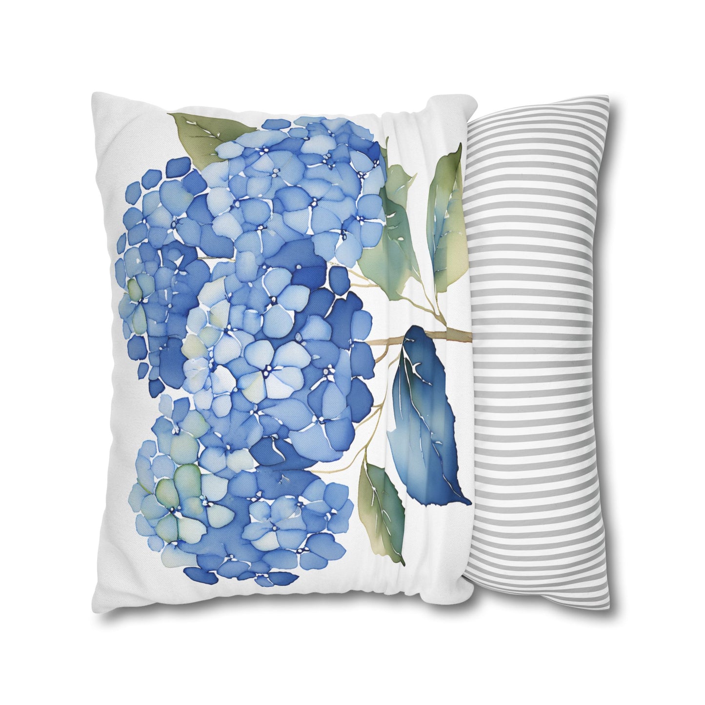 Blue Floral Hydrangea Square Pillowcase - Cozy Home Decor