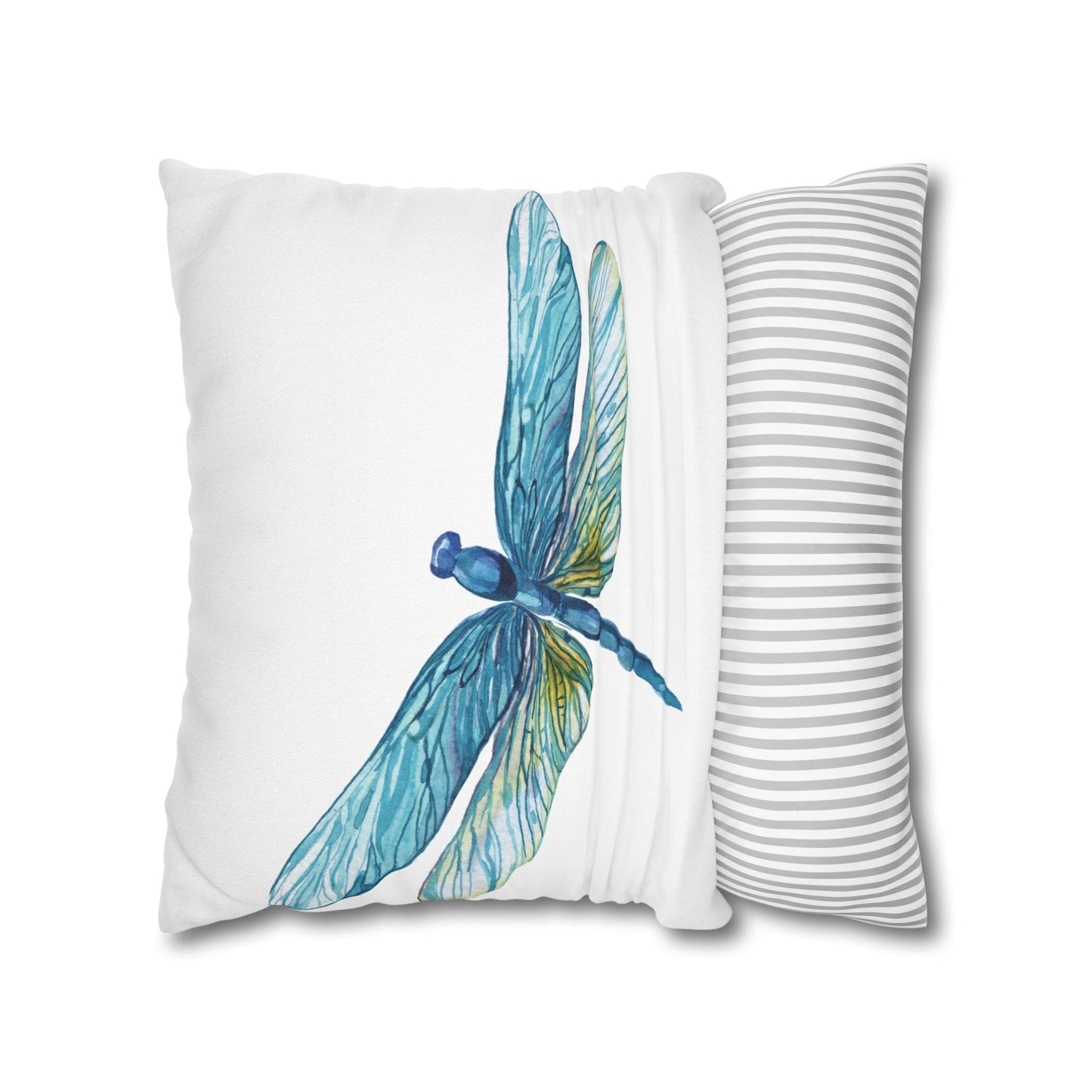 Blue Yellow Kissed Dragonfly Decorative Pillowcase | Home Decor, Gifts, Nature Lover, Birthday, Housewarming