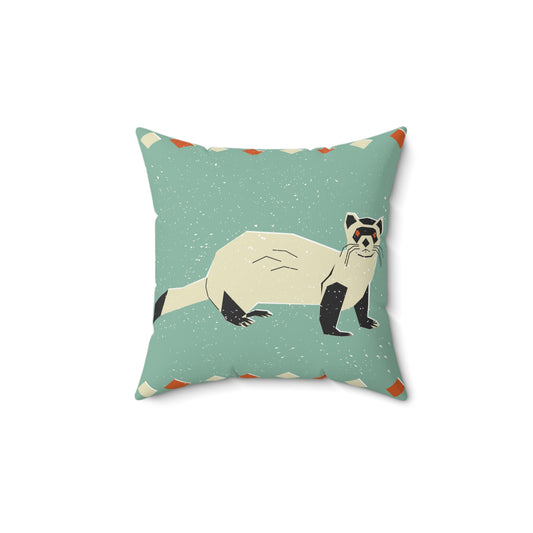 Retro Ferret Throw Pillow – Whimsical Woodland Accent