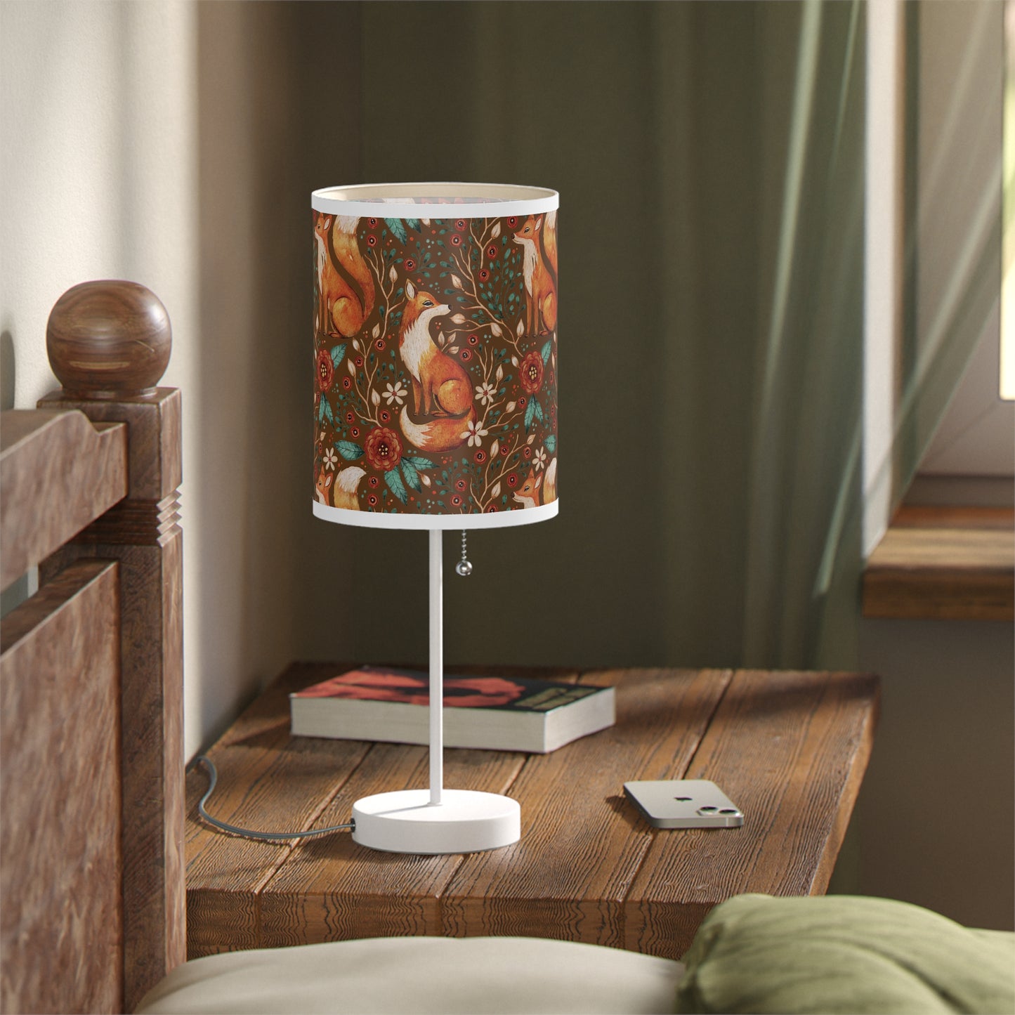 Whimsical Fox Floral Table Lamp - Stylish Decorative Lighting for Cozy Spaces - Mocha