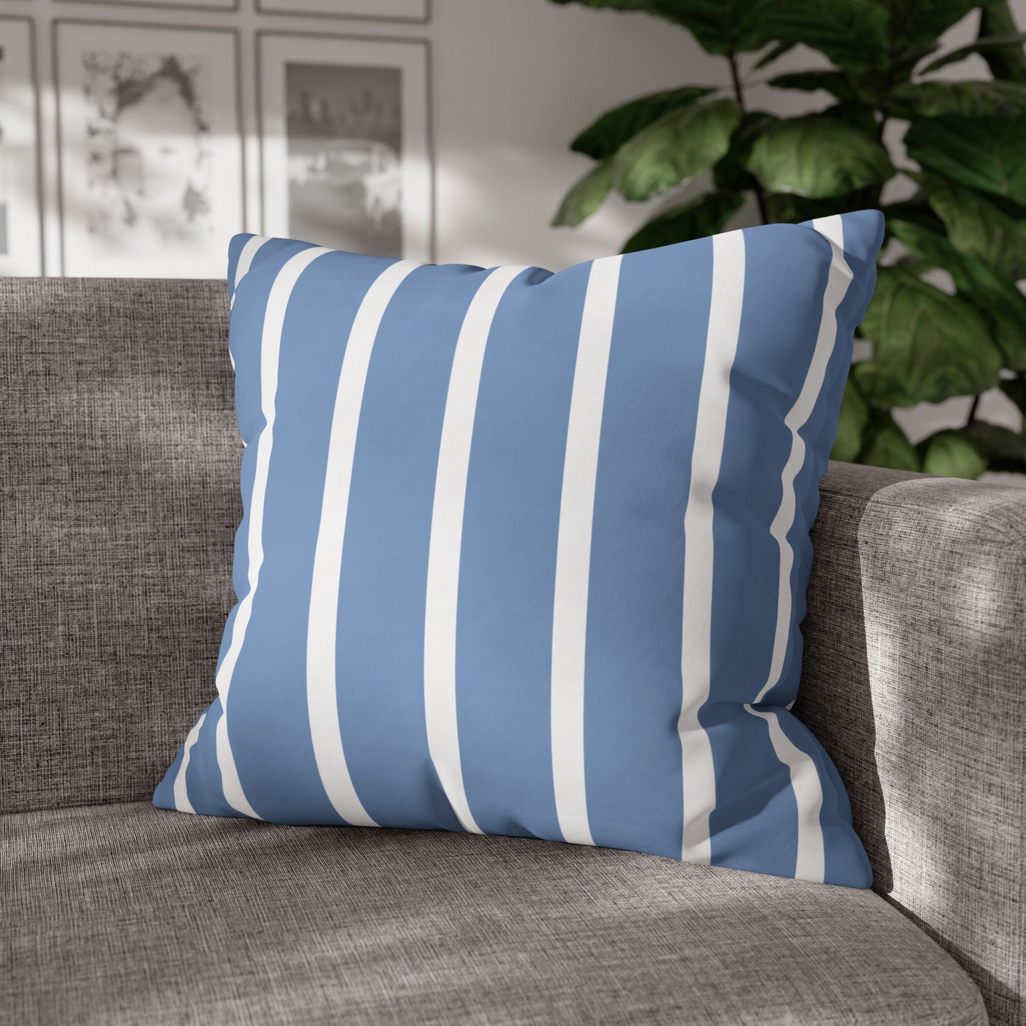 Stylish Striped Throw Pillowcase, Decorative Cushion Cover, Modern Home Decor, Blue Stripe Accent Pillow, Gift for Couch Lovers
