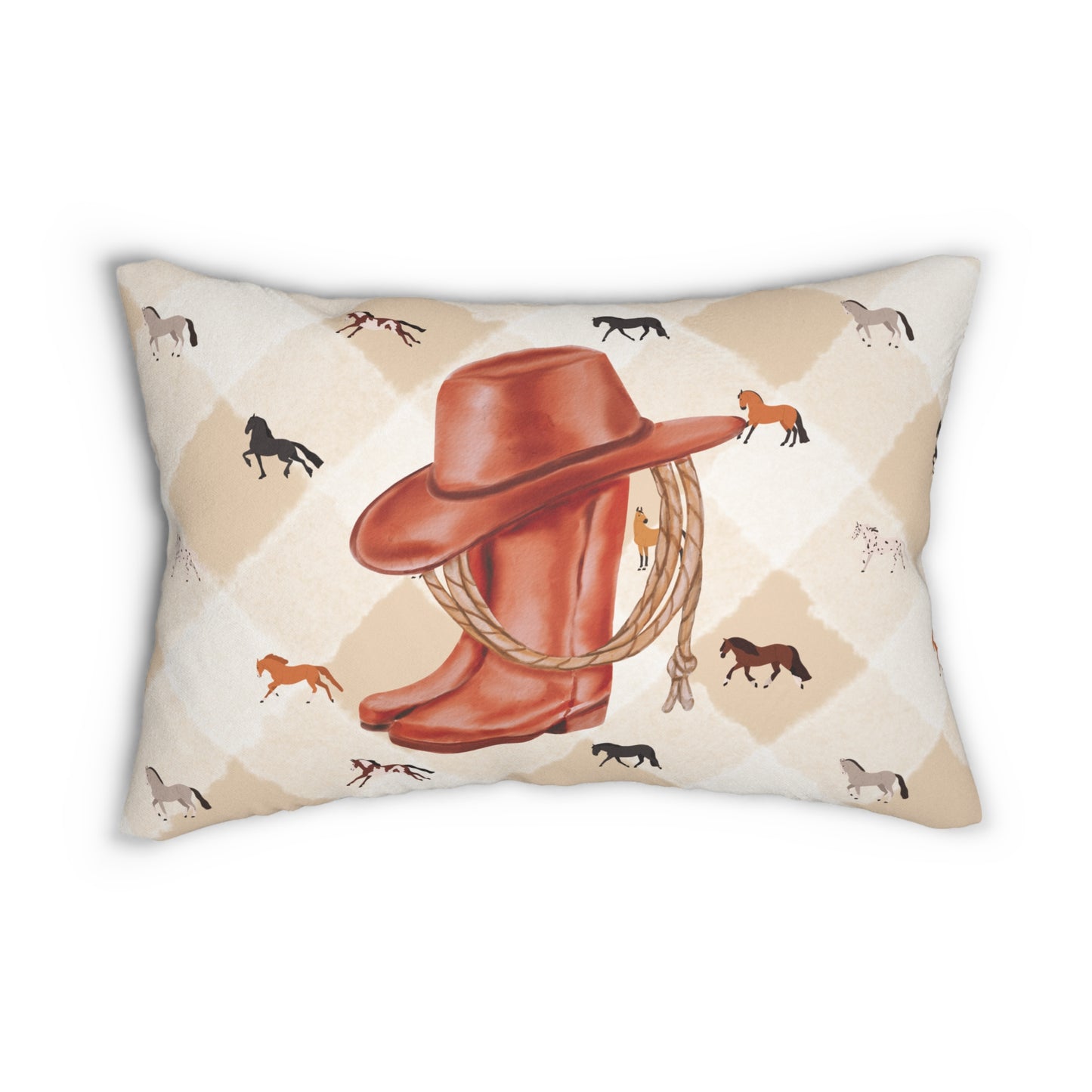 Rustic Farmhouse Lumbar Pillow - Horse Decor, Equestrian Gift, Western Home Accent, Cozy Couch Cushion, Cowboy Dreams
