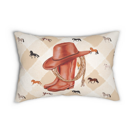 Rustic Farmhouse Lumbar Pillow - Horse Decor, Equestrian Gift, Western Home Accent, Cozy Couch Cushion, Cowboy Dreams