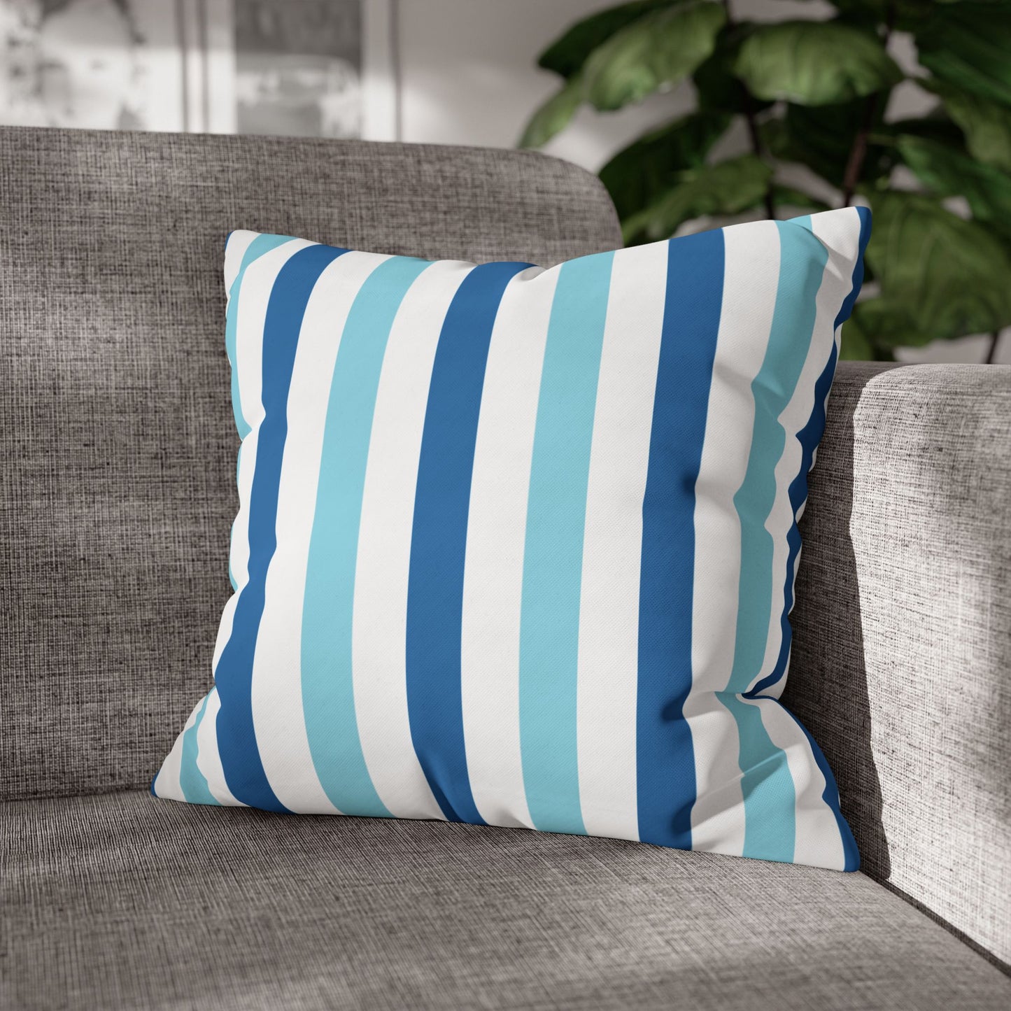 Coastal Striped Pillowcase, Beach Decor, Nautical Home Accessories, Throw Pillow Cover, Living Room Cushion Cover