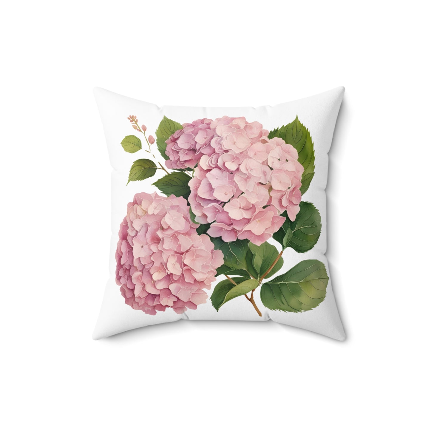 Tri Blushing Pink Hydrangeas of Spun Polyester Square Pillow