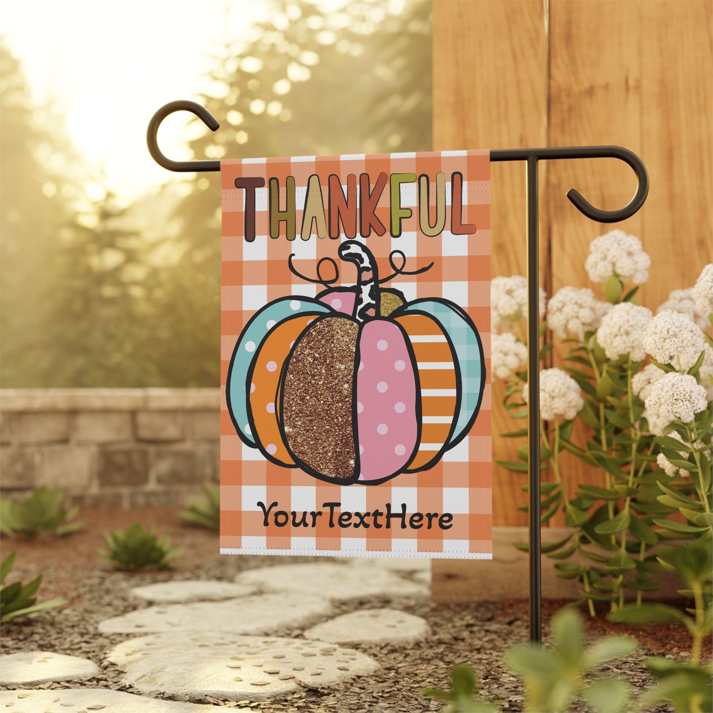 Garden Banner, Fall Pumpkin Thankful Flag, Personalized Thanksgiving Yard Sign, Outdoor Thanksgiving Decor, Custom Harvest House Flag,