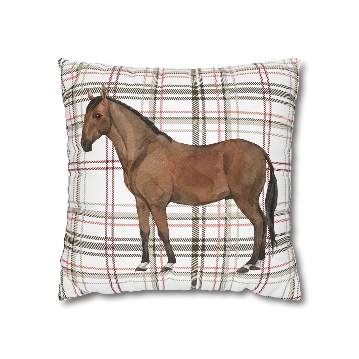 Horse-Themed Square Poly Canvas Pillowcase, Rustic Farmhouse Decor, Gift for Horse Lovers, Equestrian Home Accent, Cozy Throw Pillow