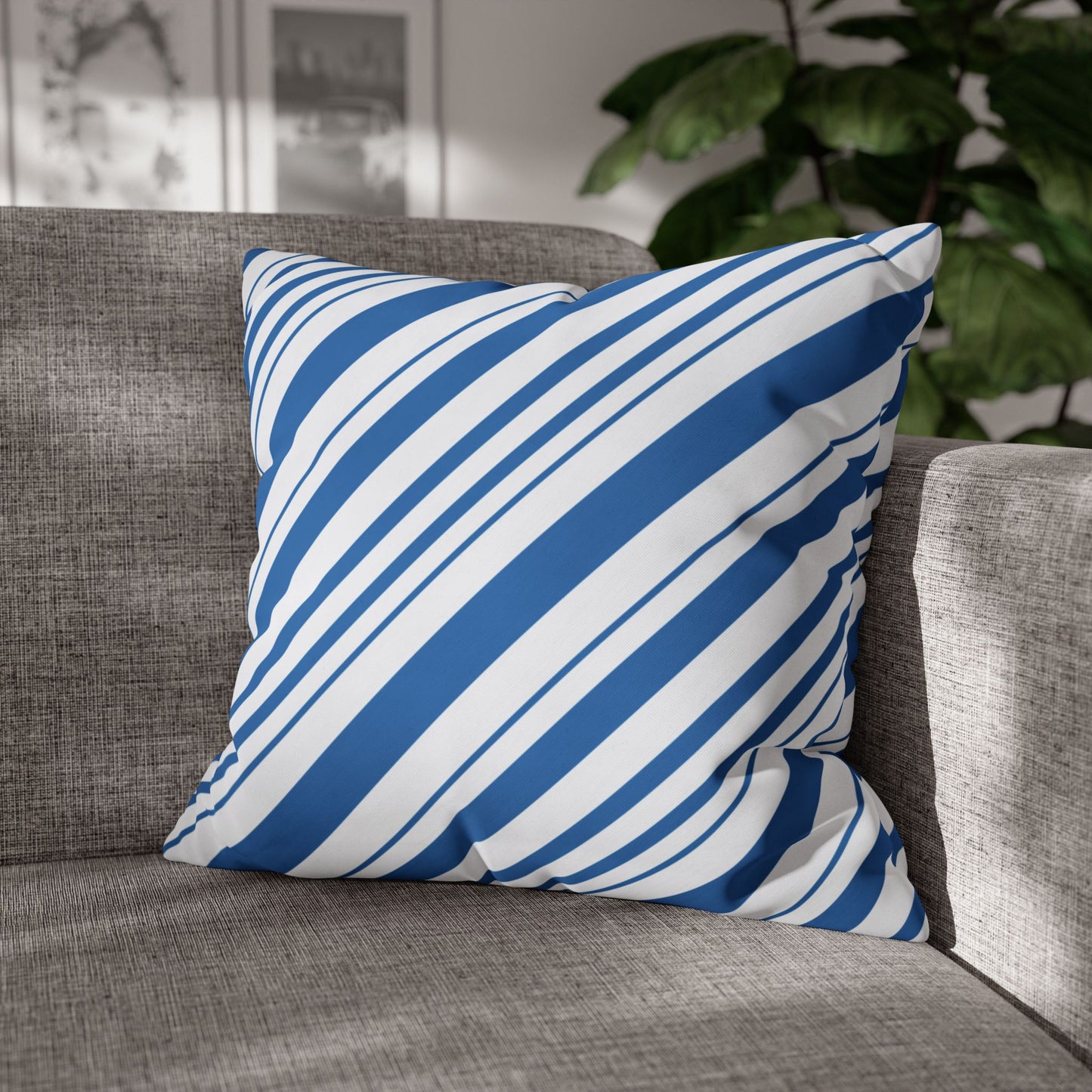 Stylish Blue Striped Pillowcase, Modern Home Décor, Cozy Couch Accessory, Gift for Housewarming, Nautical Theme Decoration