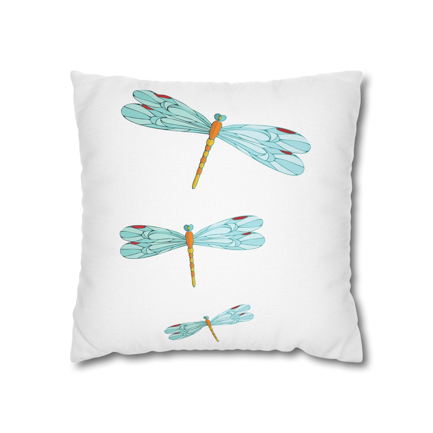 Dragonfly Turquoise and Red Kissed Decor Pillowcase, Home Accent, Gift for Nature Lovers, Bohemian Style, Cozy Living Room Cushion