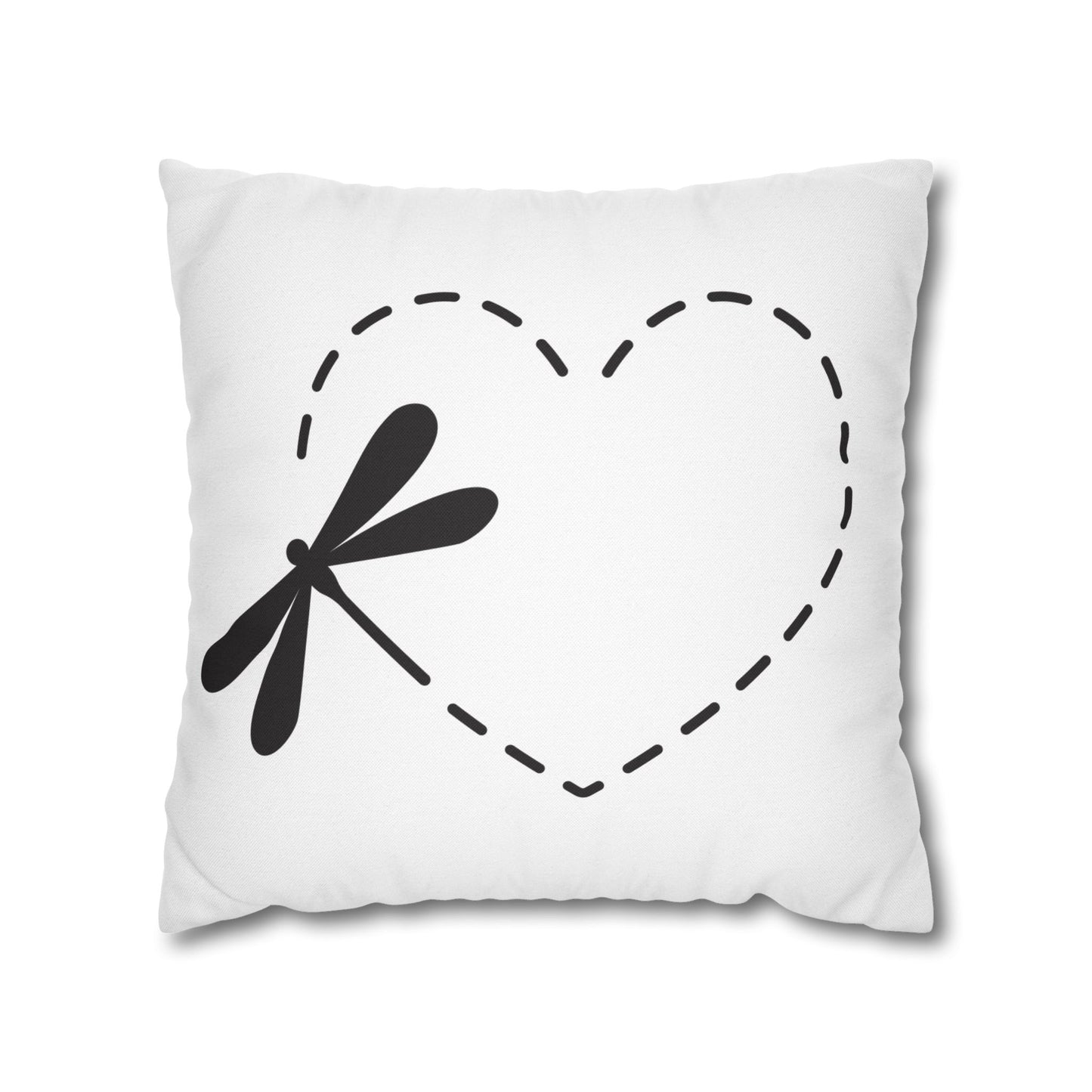 Charming Black and White Loving Heart Dragonfly Pillowcase - Cozy Home Decor, Modern Accent, Gift for Nature Lovers, Spring Vibes, Mother's Day