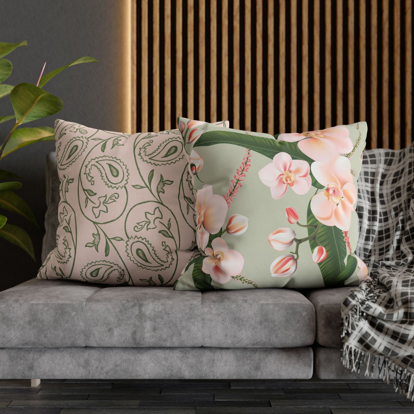 Floral Decorative Pillowcase, Elegant Home Decor, Gift for Her, Cozy Living Room Accent, Pink Orchid Design